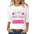 thumbnail image 1 of Fgnfyis T-Shirts pour Femmes Sensibilisation au Cancer Tee Graphique pour Usage Quotidien Décontracté Haut Col Rond Confortable avec Imprimé Inspirant pour Printemps et Été Hauts pour Femmes Blanc TG, 1 of 4