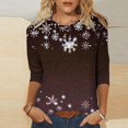 thumbnail image 5 of GA WEIHUA Reduced,Womens Tops Casual 3/4 Sleeve Shirts Crew Neck Loose Casual Blouses Vintage Christmas Graphic Print Tshirts(Brown,3X-Large), 5 of 5