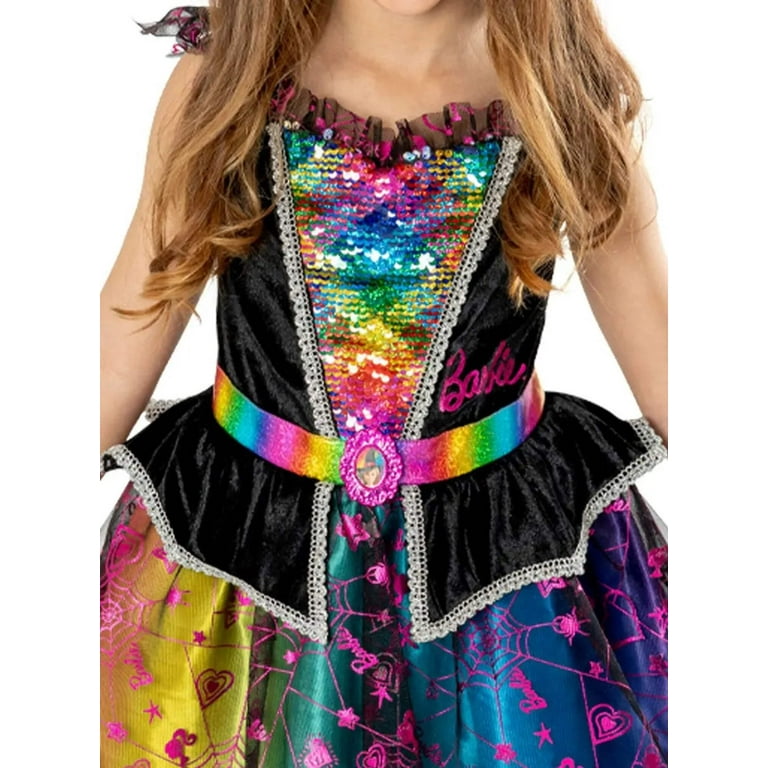 Barbie Witch Kids Costume Beautiful Rainbow Dress Barbie Witch Kids Costume Beautiful Rainbow Dress