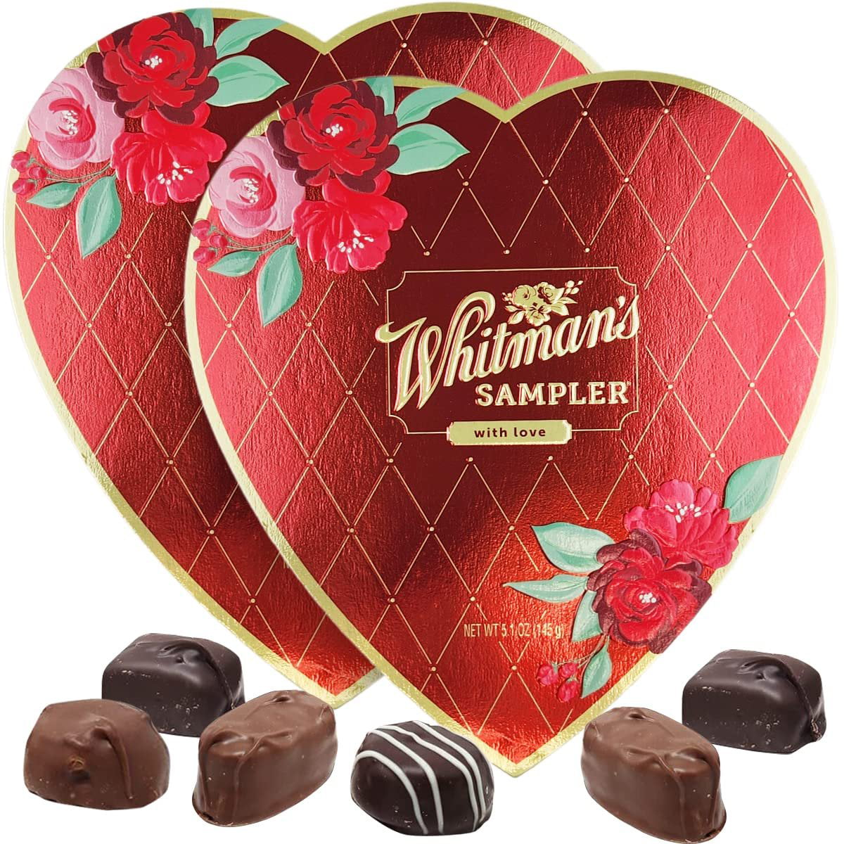 Hershey's Valentines Milk Chocolate Xoxo Mold, Mandm's Minis Milk Chocolate  Candies and Whitmans Sampler Solid Mi…