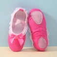 thumbnail image 2 of Girls' lace ballet shoes Children's dance shoes with soft soles adult training cat claw shoes yoga shoes Ballet slippers pink (Twill lace meat pink,34), 2 of 6