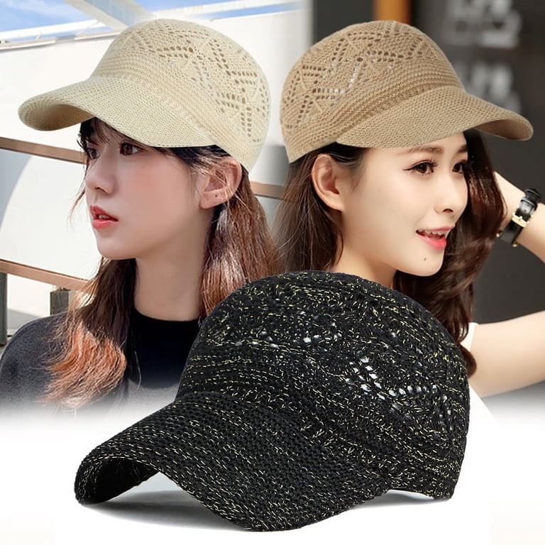 Knit Mesh Baseball Cap for Women Summer Yarn Trucker Hats  display picture 1
