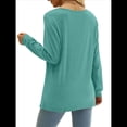 thumbnail image 4 of Blusa Elegante Informal con Cuello en Forma de Corazón y Larga para Mujer, Color Liso, Estilo Túnica, Tipo Suéter. Calabaza Verde L, 4 of 5