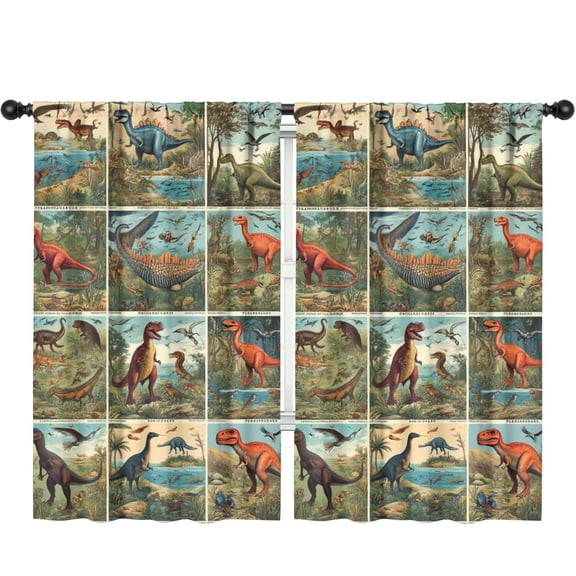 Blackout Kids Curtains,Cute Dinosaur Pattern Childrens Insulated Curtains Set Of 2,Bedroom Essentials,Toddler Room Decor 52x84in(132x213cm)