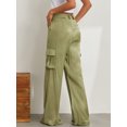 thumbnail image 3 of CIYCuIT Women's Solid Color Trousers Zipper Drawstring Loose Wide Leg Long Pants Ladies Casual Soft Sweatpants Bottoms for Daily Vacation, 3 of 9