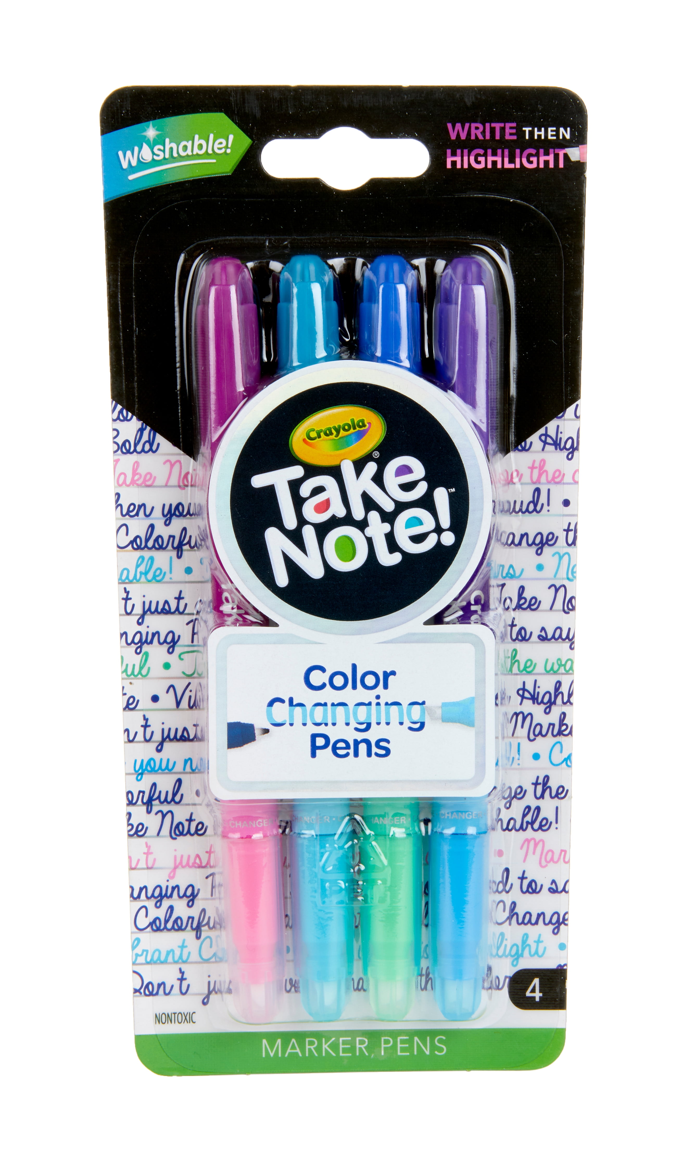 2 Packs Crayola Take Note Washable Gel Pens Total of 4 Pens Variety Colors
