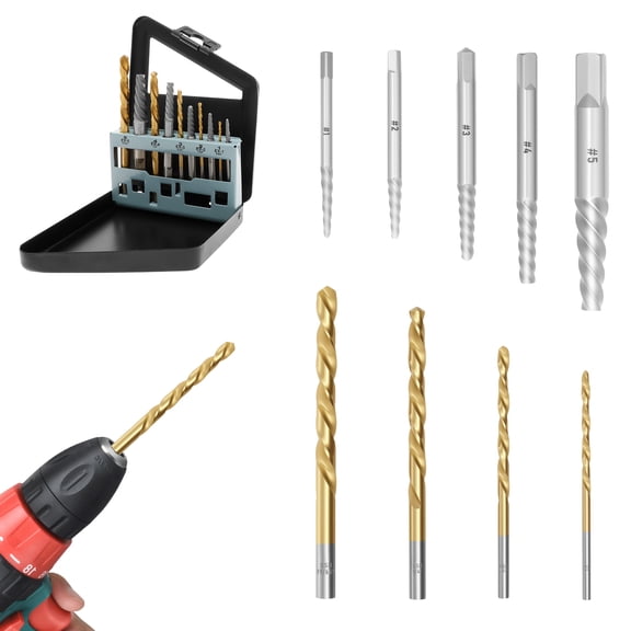 10Pcs Steel 135° Stripped Screw Extractor Set Efficient Removal Broken Screw Extractor Kit Broken Bolt Remover Tool for Car