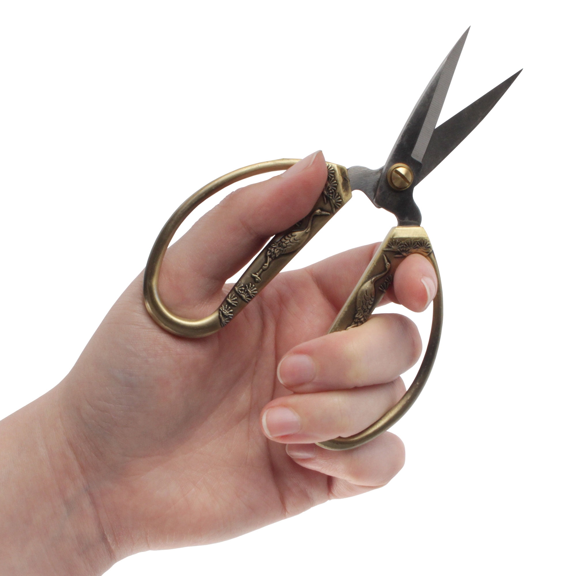 JubileeYarn 5.25" Heirloom Craft Embroidery Scissors w/Decorative Crane Motif Cast Handles - Bronze