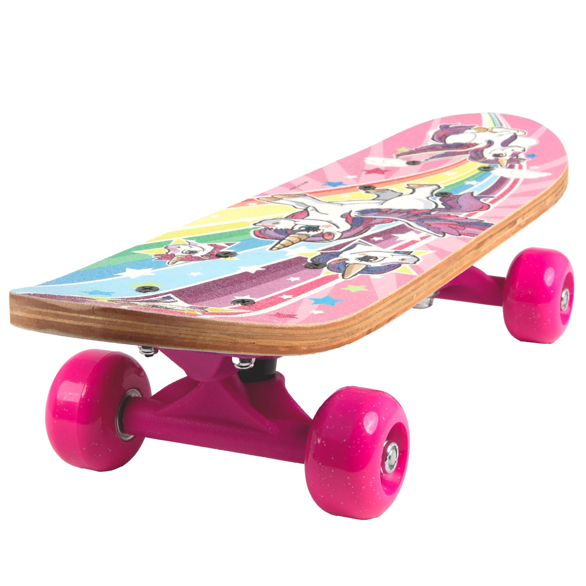 Ozbozz: 17" Skateboard - Unicorn - Heavy-Duty Flashing Wheels, Anti-Slip Grip, Smooth-Ride Bearings, Wooden Deck, Outdoor Ride-On Toy, Kids Ages 3+