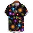 thumbnail image 3 of Camisa hawaiana con estampado 3D de fuegos artificiales de Feliz Año Nuevo para hombre, camisas de manga corta con solapa para vacaciones de verano, blusas casuales cómodas y elegantes, ropa, 3 of 5