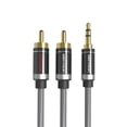 thumbnail image 1 of Cable adaptador de sonido auxiliar estéreo de 3,5 mm a 2 RCA Perfecl para reproductores de MP3 2 metros Gris, 1 of 7