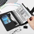 thumbnail image 3 of 2025 New PU Leather Notebook A6 Binder DIY Planner Organizer 8 Zipper Pockets 12Pcs Budget Sheet 2Pcs French Alphabet Stickers, 3 of 7
