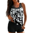 thumbnail image 3 of Jinhomg Womens Swimsuits Two Pieces Tankini Swimsuits Lightweight Comfy Sleeveless Tank Tops with Shorts Summer Vacation Beach Bathing Suits Black XXL, 3 of 9