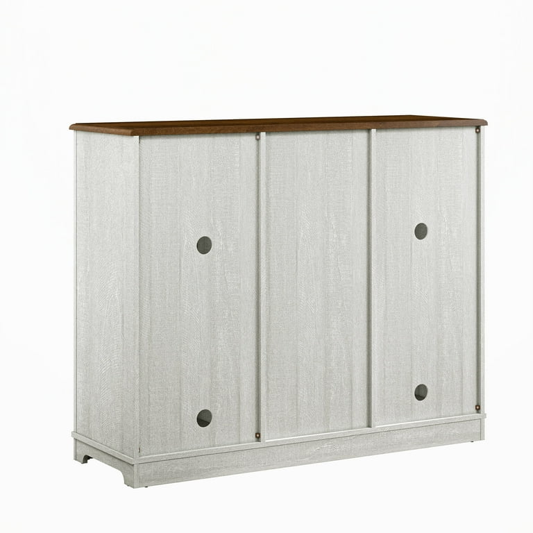 FESTIVO 47 in. Off White Wood Bar Cabinet with Brushed Nickel Knobs