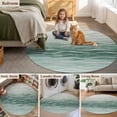 thumbnail image 5 of Round Rugs 5Ft, Turquoise Ombre Round Area Rug Washable Indoor Throw Carpet, Moire Modern Abstract Art Soft Non Slip Circle Rug for Cabinet Bathroom Home Decor Aesthetic, 5 of 8