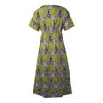 thumbnail image 4 of EGNMCR Robes d'Été Femmes Tendance 2024 Mode Femmes Col en V Imprimé Manches Courtes Patchwork Décontractée Longue Robe, 4 of 5