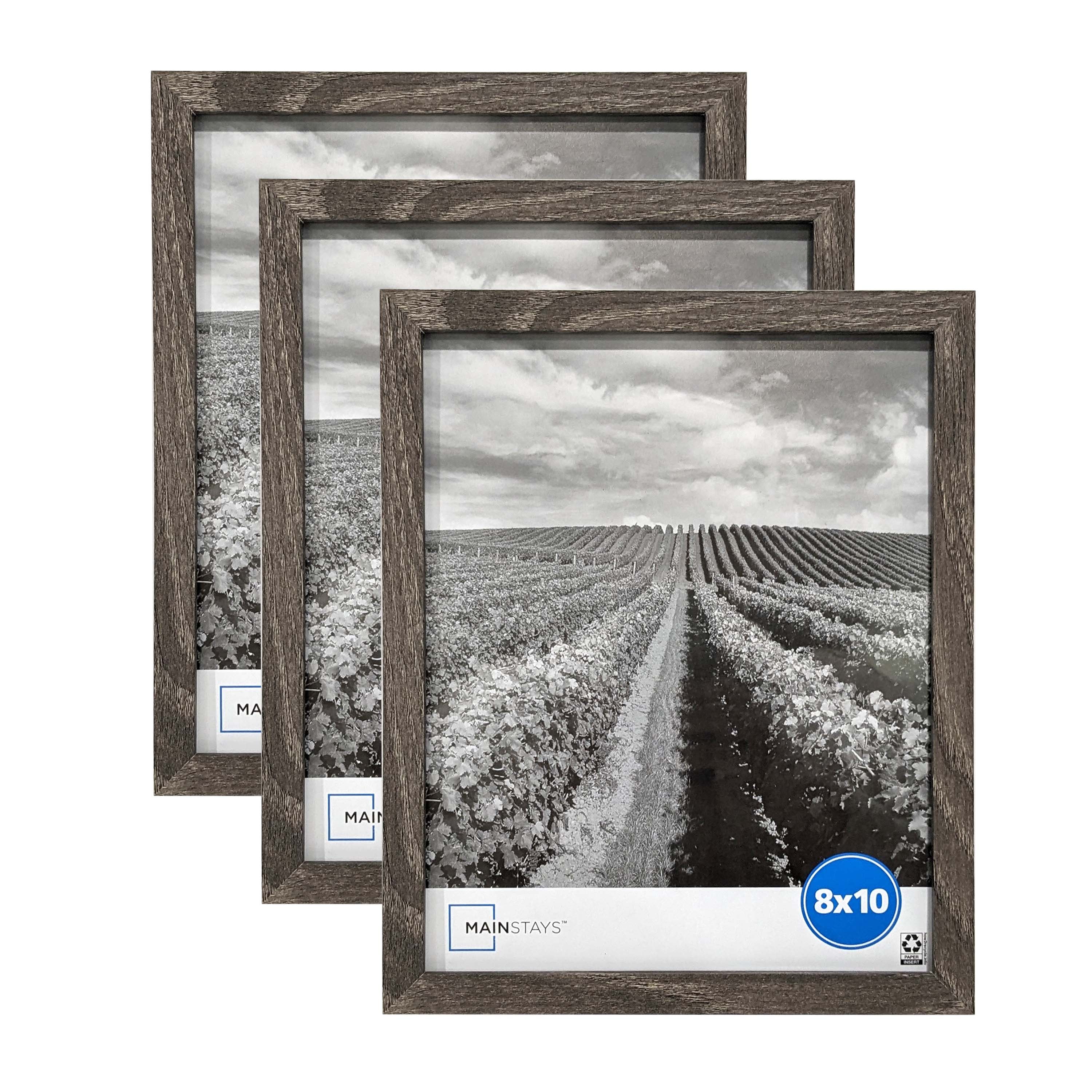 (3 pack) Mainstays - 8x10 Picture Frame - Rustic Gray Gallery Linear Program Tabletop & Wall Photo Frame, Set of 3