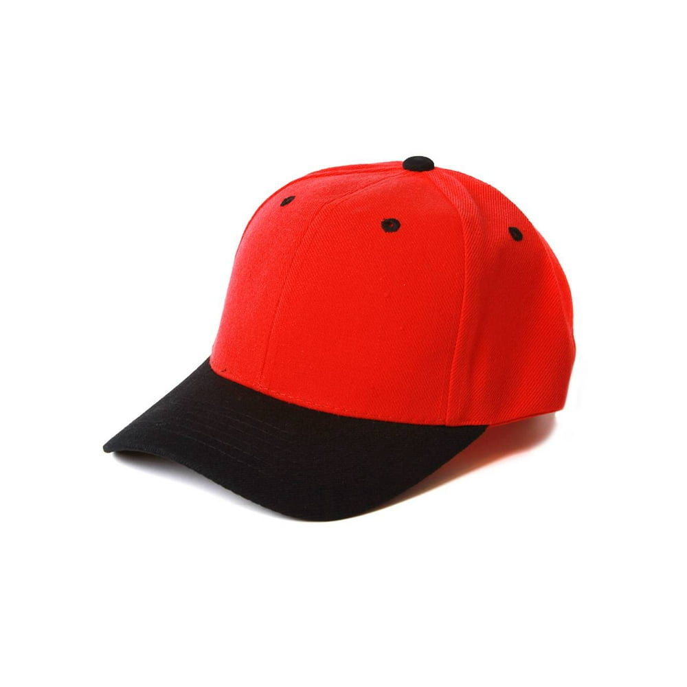 Plain Hats Plain Blank Baseball Hats Adjustable Caps, Red Black