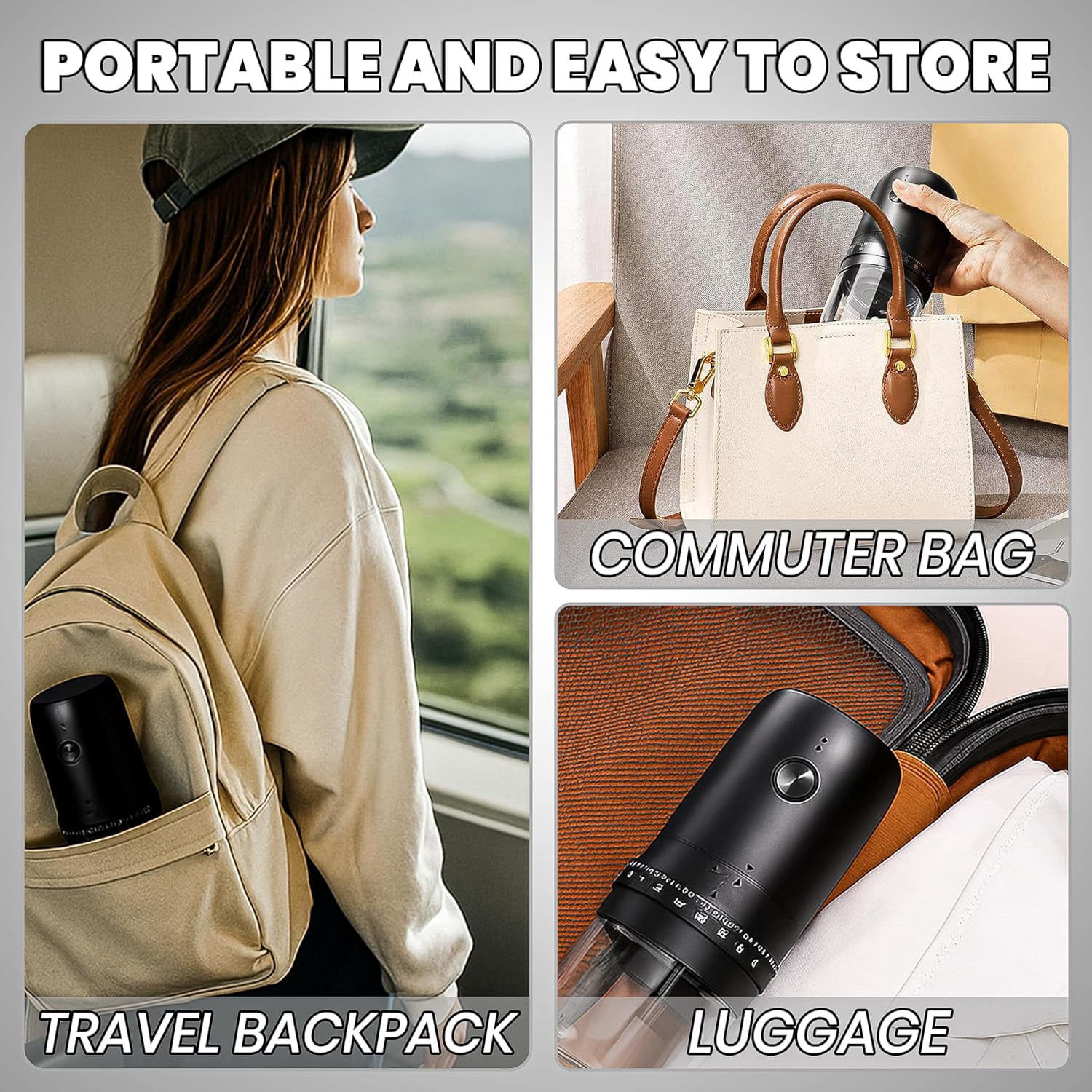 Portable Battery Powered Burr Coffee Grinder with 40 Adjustable Settings & 35g Capacity, 1800mAh Rechargeable Coffee Bean Grinder with Conical Ceramic Burr, for Travel, Camping, Office, Espresso, etc