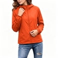 thumbnail image 6 of XUNKUSGA Womens Rain Jacket with Hood Classic Solid Color Sun Protection Full-Zip Hiking Jackets Lightweight Windbreaker Jacket Women with Elastic Cuffs,Orange,L, 6 of 8
