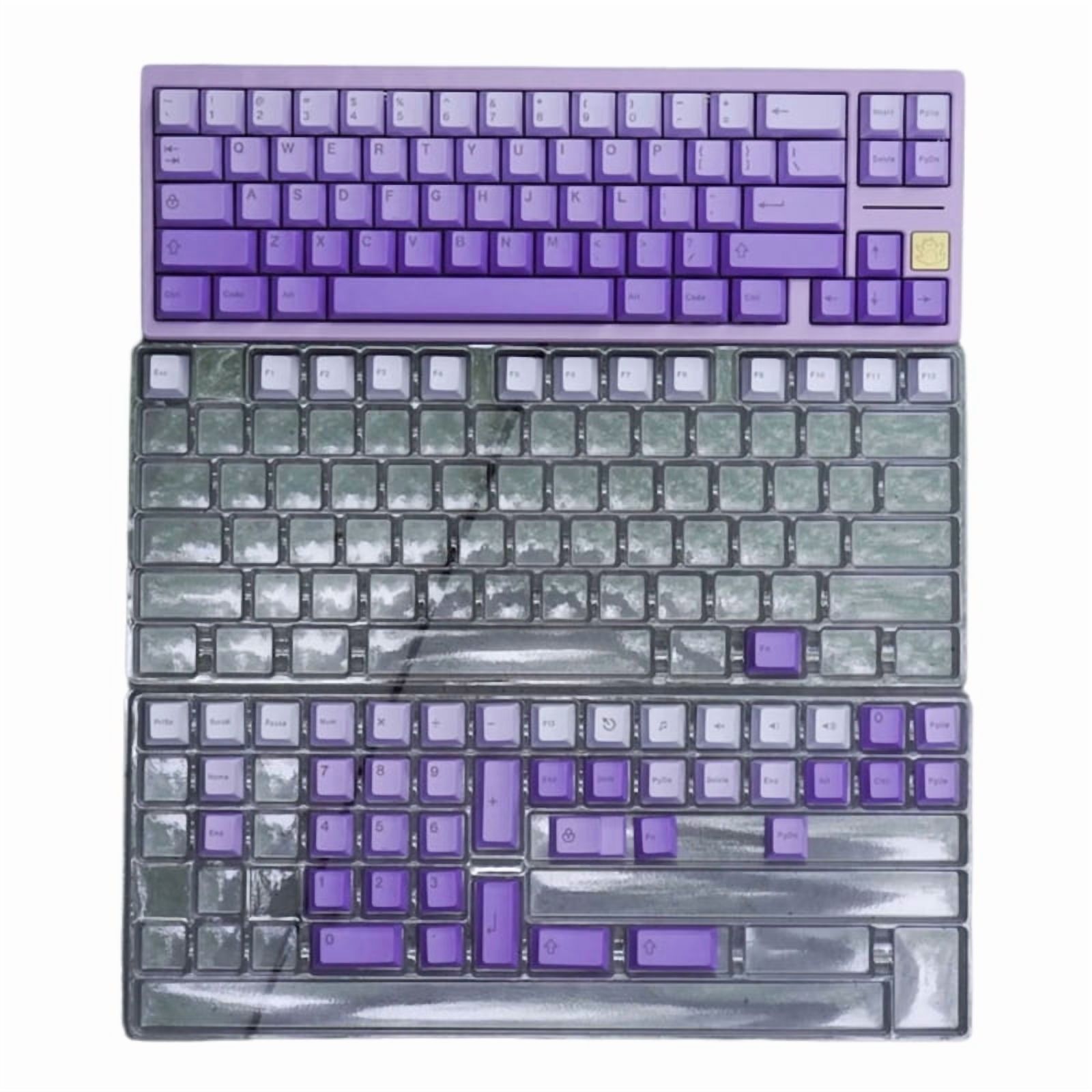125PCS Gradient Purple PBT Keycaps with Side/Top Engraving Ergonomic Cherry Profile for Mechanical Keyboards