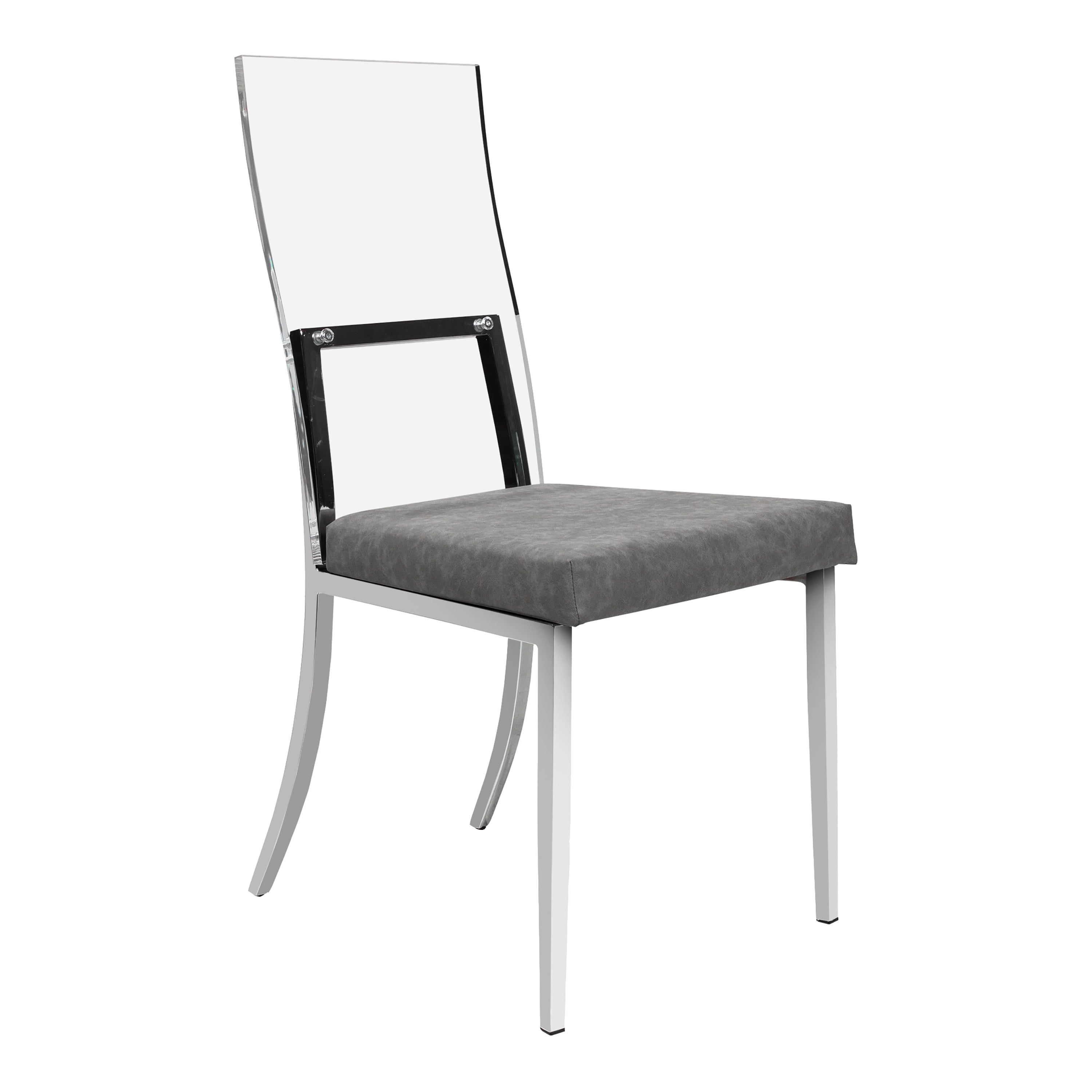 Furniture of America Santo Padded Gray Faux Leather and Chrome Side Chairs (Set of 2)