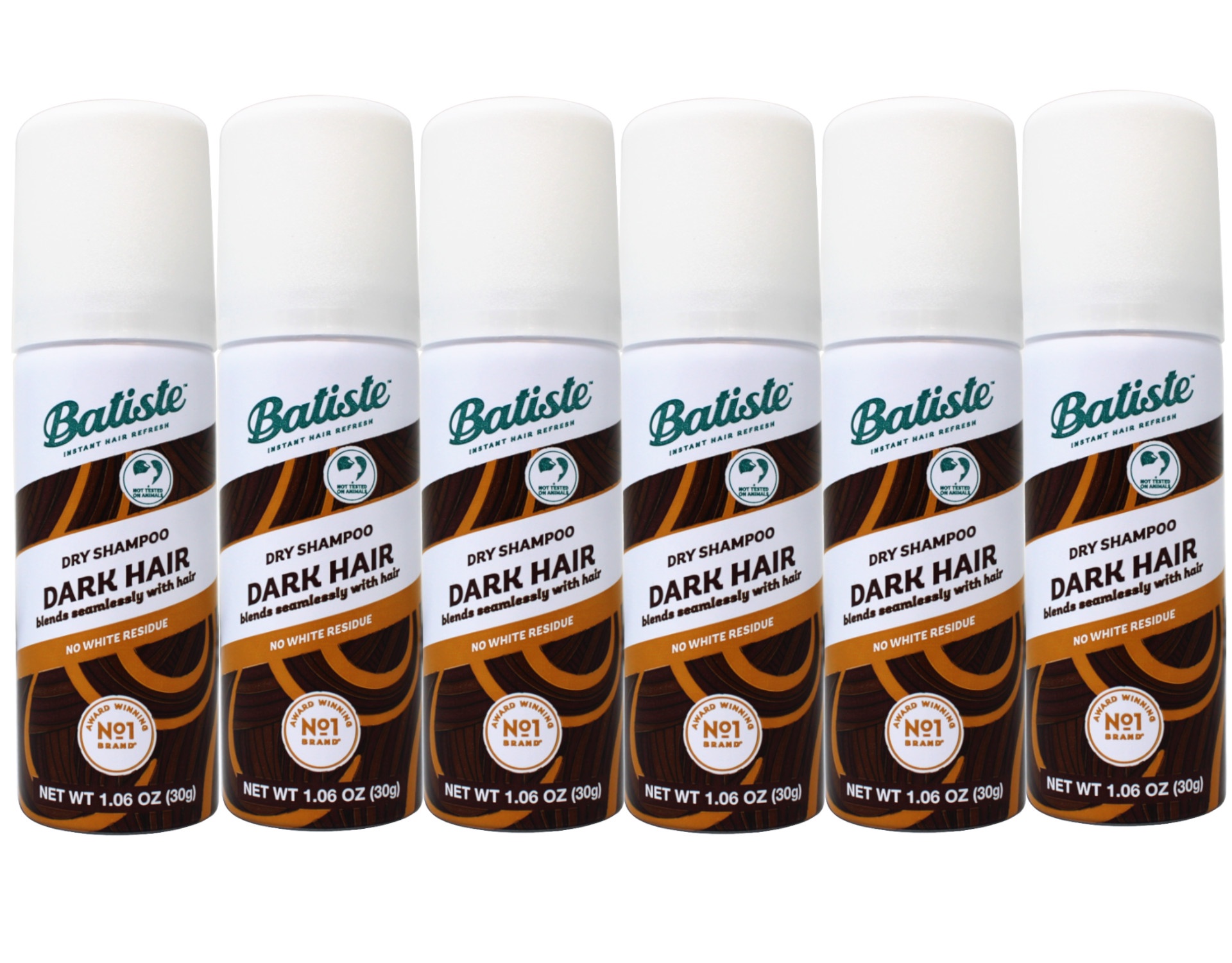 6 Pack - Batiste Dry Shampoo, Divine Dark, Mini Travel Size Spray 1.6 Oz Each