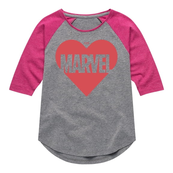 Marvel - Heart Valentine - Girls Shirt Tail Raglan