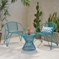 thumbnail image 2 of Noble House Erikson Ensemble de Conversation en Fer 3 Pcs pour Extérieur en Bleu Mat, 2 of 10