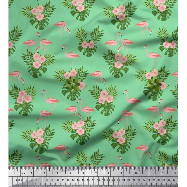 Soimoi Modal Satin Fabric Floral & Cute Animals Cartoon Printed Craft Fabric by The Yard 42 Inch Wide