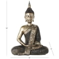 thumbnail image 4 of 12" x 16" Brass Polystone Meditating Buddha Sculpture with Engraved Carvings and Relief Detailing, by DecMode, 4 of 12