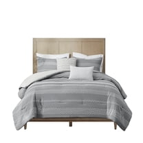 Gracie Mills Robert 5-Piece Striped Clipped Jacquard Comforter Set - GRACE-15273