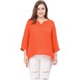 thumbnail image 4 of GRACE & GRANDEUR Blouse à Encolure en V Fendue à Manches 3/4 pour Femmes Grande Taille, 4 of 7