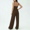 thumbnail image 5 of QATAINLAV Women's Summer Jumpsuit Trendy Spaghetti Strap One Piece Pants Casual Loose Wide Leg Romper Yoga Workout Outfits, Brown, S, 5 of 8