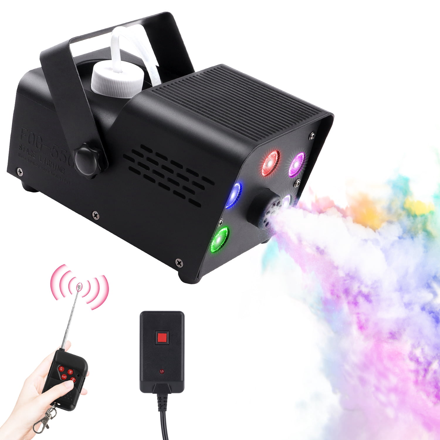Fog Machine Smoke 700W 5 three-in-one RGB Light Beads Smoke Machine with Remote Control for Halloween Party Stage