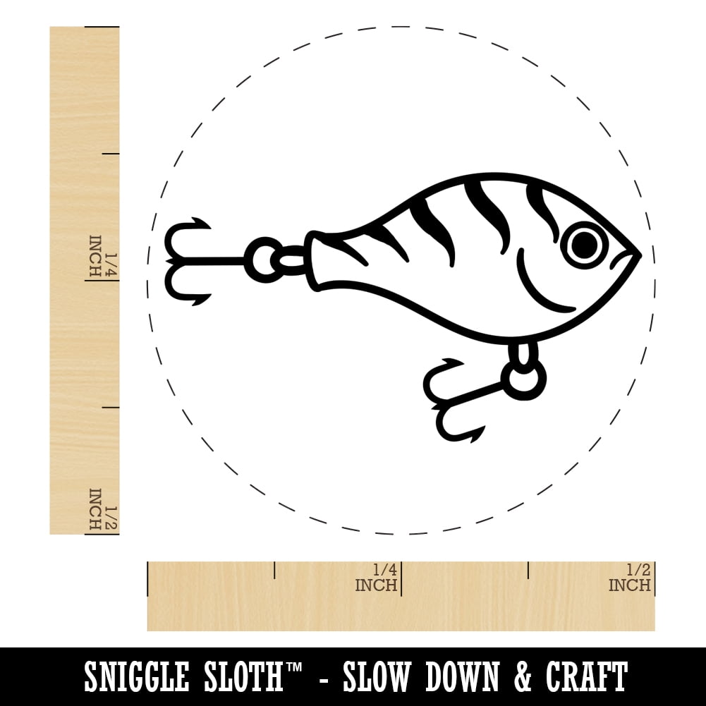 Fishing Lure Bait Self-Inking Rubber Stamp Ink Stamper - Brown Ink - Mini 1/2 Inch