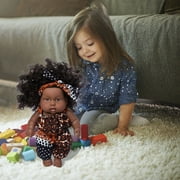 Qertyioot Black African Black Baby Cute Curly Black 8-Inch Vinyl Baby Toy QT-TOY-00225