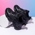 thumbnail image 4 of lnmuld Girls Solid Black Breathable Mesh Sport Sneakers Adjustable Velcro Anti-slip Thick Sole Daily Athletic Trainers Size:5.5-6 Years, 4 of 9