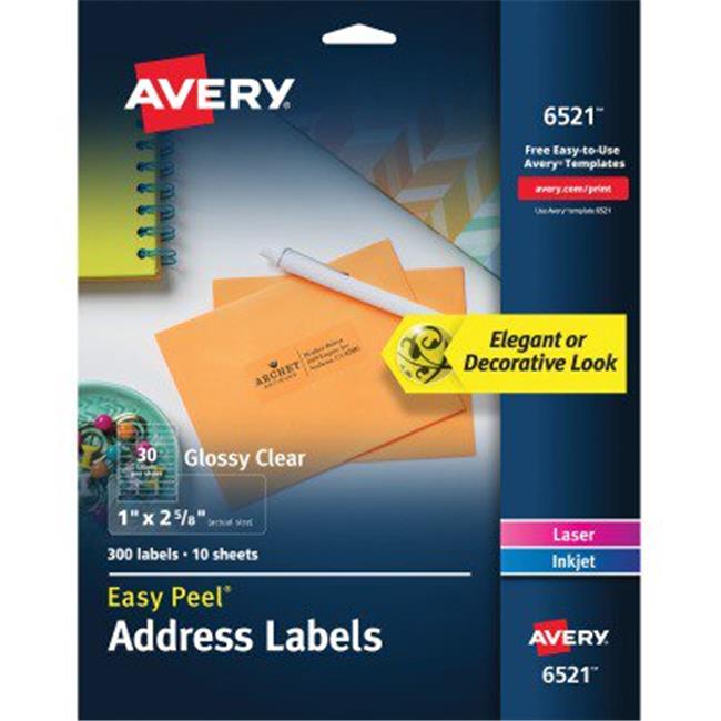 Avery 6521 1 X 2 62 In Add Label Clear 300 Per Pack Walmart Walmart