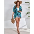thumbnail image 5 of SHOWMALL Women's Plus Shrugs Lightweight Cardigan Open-Front Short Sleeve Black Jungle Blooms 4X Summer Cover Up Boleros, 5 of 6
