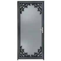 Grisham Deluxe Steel Security Door,36'' x 80'' Metal Tempered Glass Door Screen Replacement Enter Doors,Storm Door(334-Black)