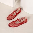 thumbnail image 5 of Samdudou Mary Jane Shoes for Women Closed Toe Flat Sandals Breathable Hollow Out Fishnet Mesh T Strap Buckle Vintage Casual Walking Footwear for Office Street, 5 of 8