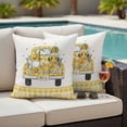thumbnail image 5 of Honey Truck Pillow Covers 2 Pack Sweet Honey Bee Gnomes Floral Yellow Plaid Beige Pillowcase Waterproof Outdoor Throw Pillow Cover for Patio Garden Square Cushion 26”x26”, 5 of 9