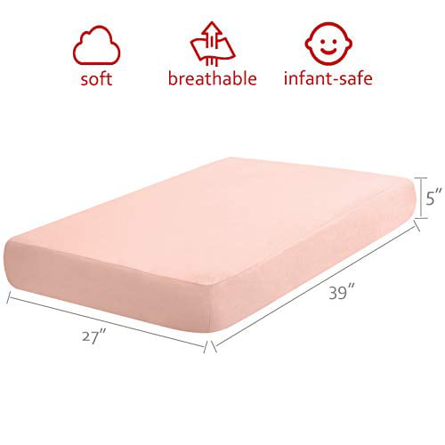 Playard Playpen Sheet,Fitted Pack N Play Playard 39 x 27 Pink Ultra Soft Breathable Convertible Playard Mattress Cover for Boys and Girls Pack n Play Sheet/100% Cotton Flannel Mini Crib Sheets