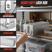Stalwart Metal Storage Lock Box with Lock Hasp, 75-005 Silver