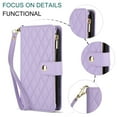 thumbnail image 5 of Wallet Case Compatible with iPhone 16, Premium PU Leather Zipper Flip Folio Wallet RFID Blocking with Wrist Strap & Crossbody Strap Magnetic Closure Kickstand Protective Case, Purple, 5 of 9