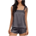 thumbnail image 2 of Maqroz Women's Satin Pajama Set Sleeveless Camisole Sleepwear Soft Silk Loungewear 2 Piece Nightwear with Shorts for Summer, 2 of 6