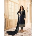 thumbnail image 2 of Designer Wedding Wear Indian Churidar Outfits Pakistani Shalwar Kameez Suits ( Dark Blue, 5XL - 52 ), 2 of 5