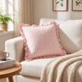 thumbnail image 4 of Leodye 1PCS Plaid Throw Pillow Cover, Checkered Cushion Case with Fringe for Sofa, Couch and Bed Home Interior Decoration -17.7*17.7IN, 4 of 7