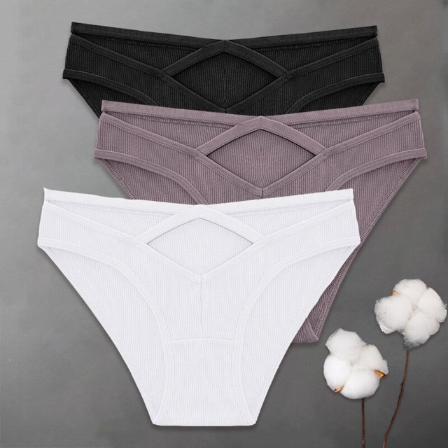 FINETOO 3 unids/set S-XL bragas de algodón Sexy para mujer, lencería con tiras cruzadas, ropa interior para chica, 6 colores sólidos, Tangas para mujer Tan Jianjun unisex